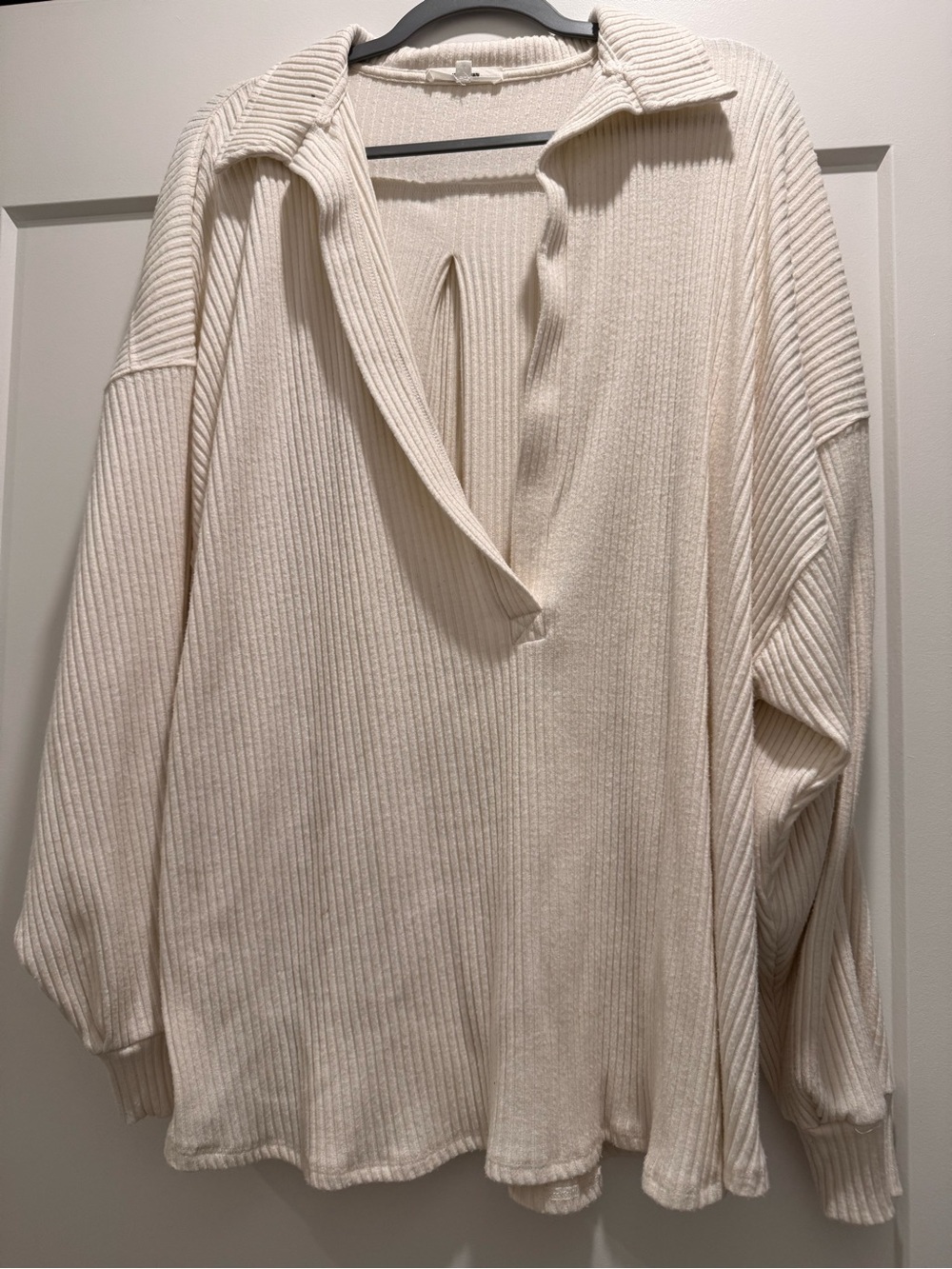 Joah Brown Cream Deep V Pullover Sweater